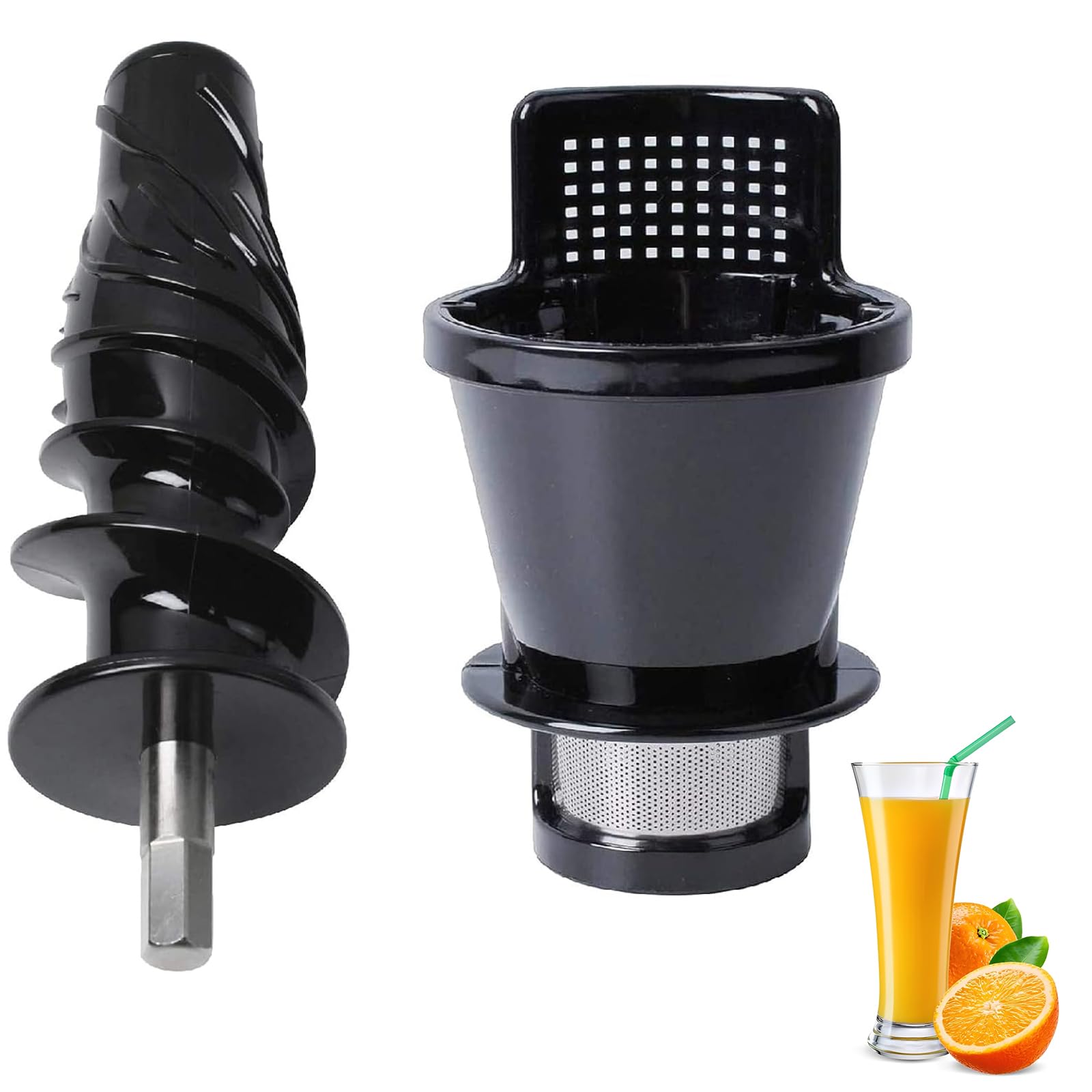 8006 Juicer Replacement Parts Compatible with Omegae 8006 8005 8004 8003 Slow Masticating Juicer Contains 1x Juicer Screen & 1x Auger