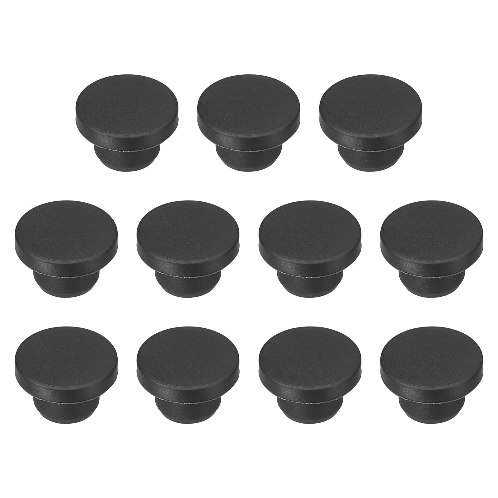 sourcing map 11pcs T-Shaped Silicone Plugs 15mm 19/32 Inch Dia Snap in Plug Hole Seal Cover Round Rubber Stopper for 14.5-15mm Holes Kitchen Rubber Bulkheads Waterproof Sealing, Black