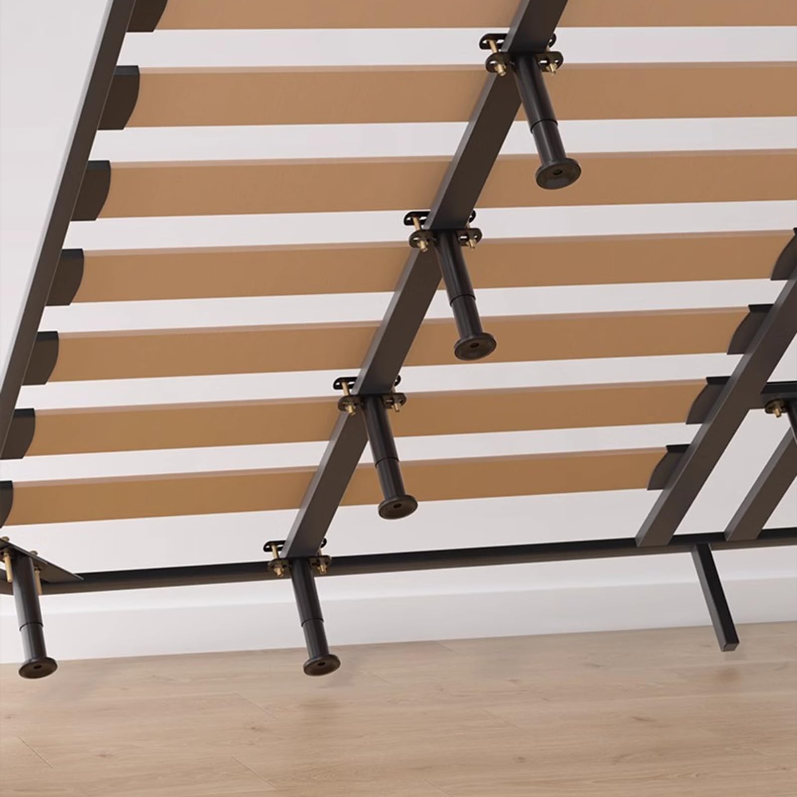 4 Patas de Soporte de Cama de Altura Ajustable Repuesto con Pestañas de Unión Listones Centrales Muebles Patas de Soporte de Láminas de Metal Resistente (180mm-310mm)