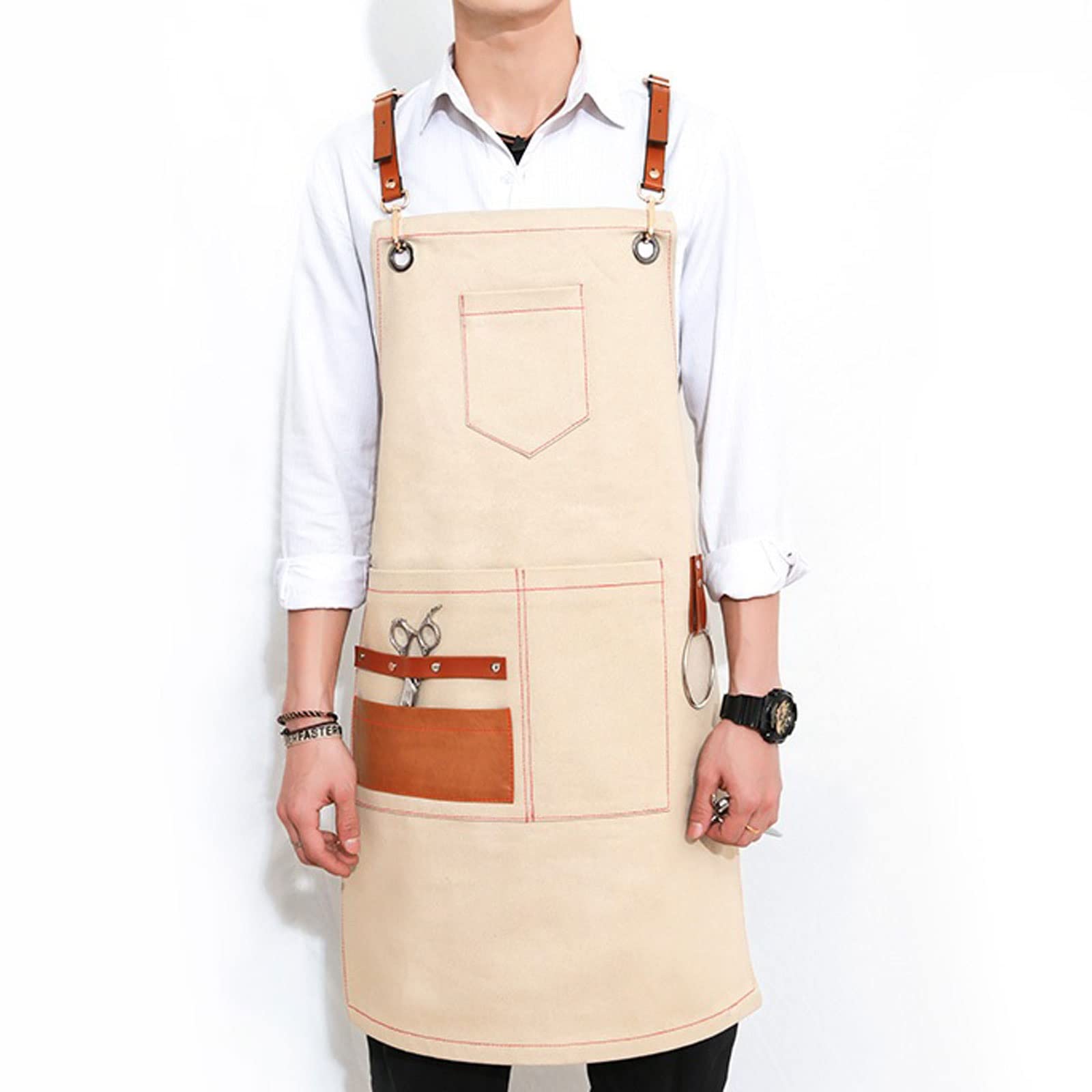 Grembiuli da Uomo, da Donna, per Parrucchiere, Ristorante, Barista, Abbigliamento da Lavoro, camerieri, Pittura, Cucina, Pasticceria, Latte, tè, Negozio, Negozio di Fiori (Grigio)