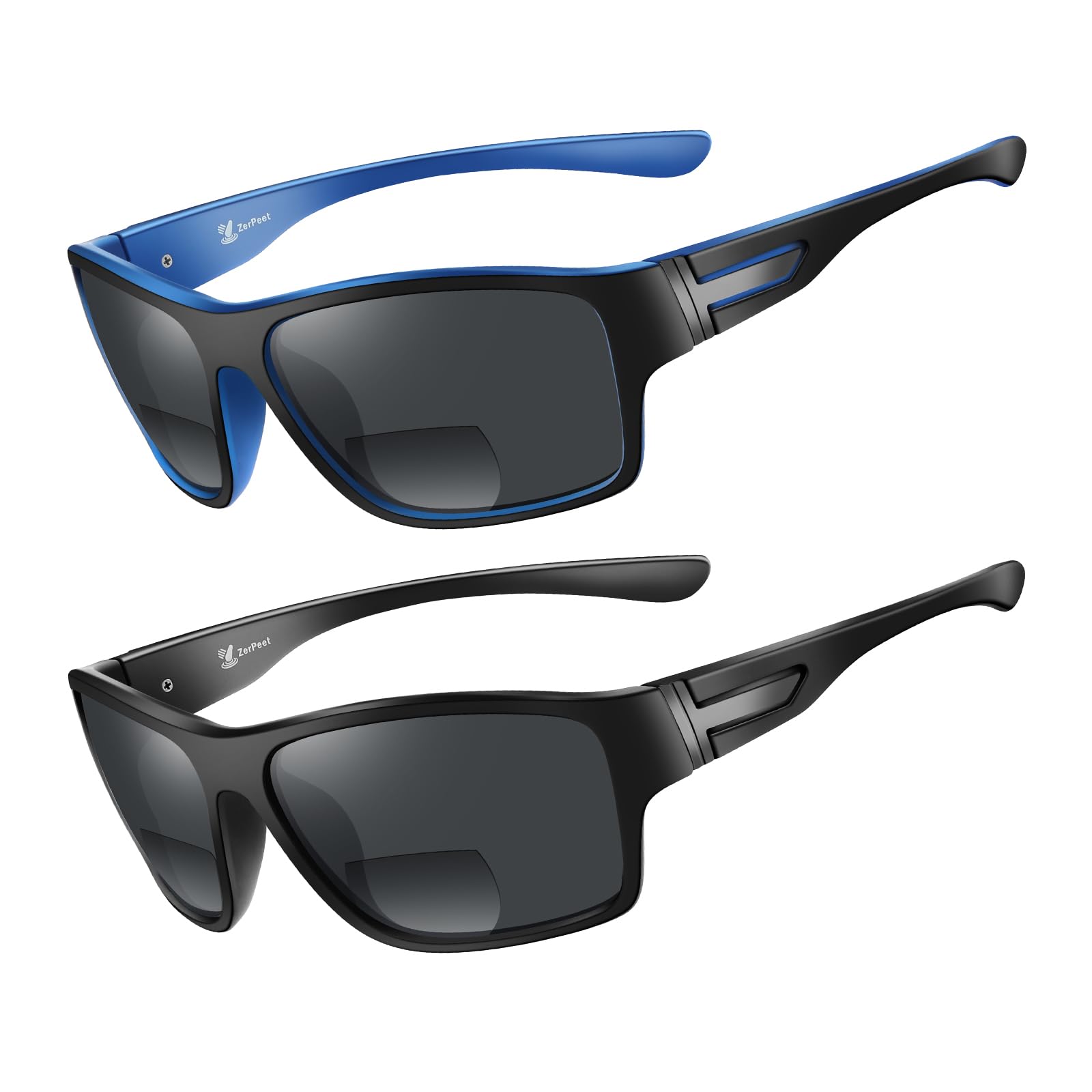 2 Pack Bifokale Sonnenbrille für Herren mit integrierten Lesegeräten, TR90 Rahmen UV400 Schutz für Outdoor-Sportarten