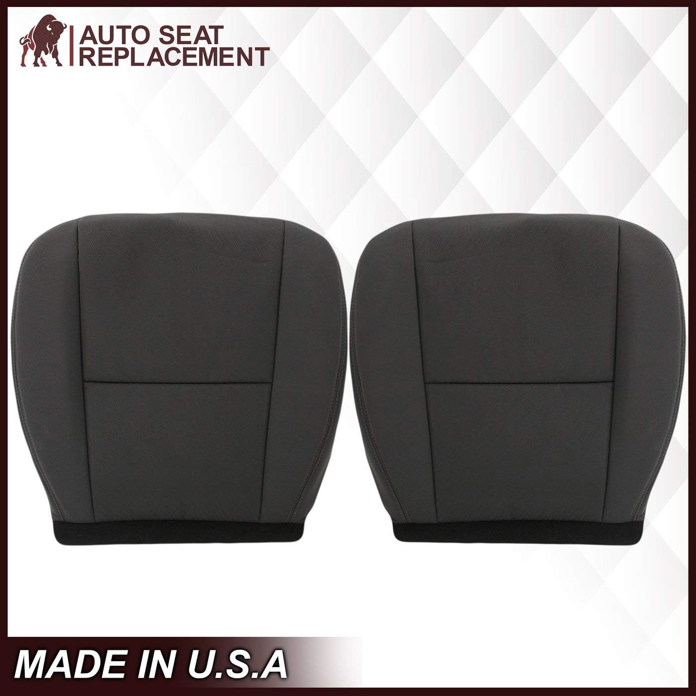 2010 2011 2012 2013 2014 GMC Sierra Cloth Seat Cover, Chevy Silverado Tahoe Suburban Cloth Fabric Seat Cover Replacement in Ebony Black (Driver Bottom)