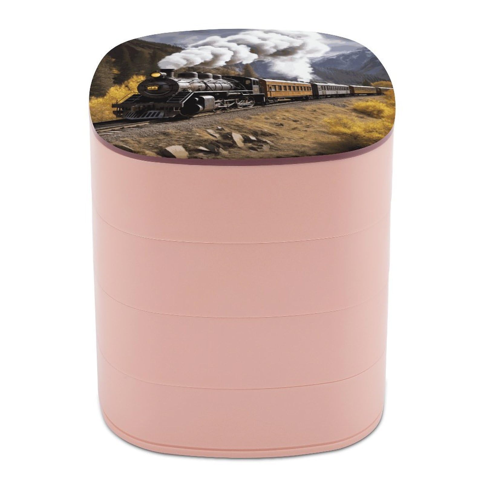 JTREHY Steam Locomotive Train Jewelry Box 4-Layer Covered Rotating Jewelry Storage Box Large Capacity Storage Boxes Portable Jewelry Case for Bracelets Earrings Necklace