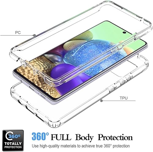 Miniatura 3 de Funda para Galaxy A71 4G SM-A715F con protector de pantalla de vidrio templado, transparente 360 de protección de cuerpo completo, carcasa dura +