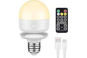 SCOPOW Rechargeable Light Bulbs with Remote Control Timer and 3 Color Temperature...