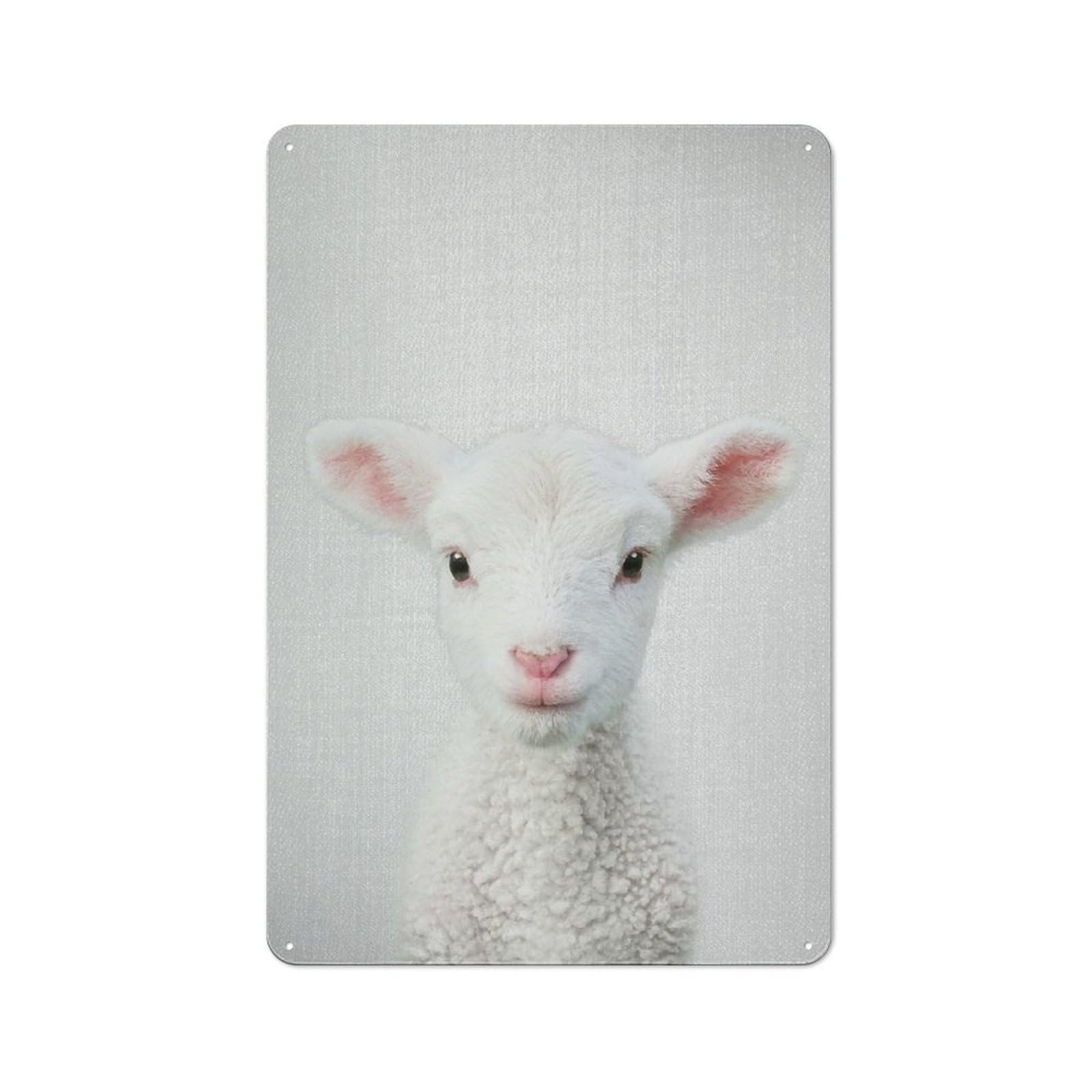 Junmoney Style-22 Lamb Colorful Vintage Tin Wall Plaque 30X20cm For Home Bar Wall, For Vintage Wall Decor Fans, For Home Office And Studio Walls