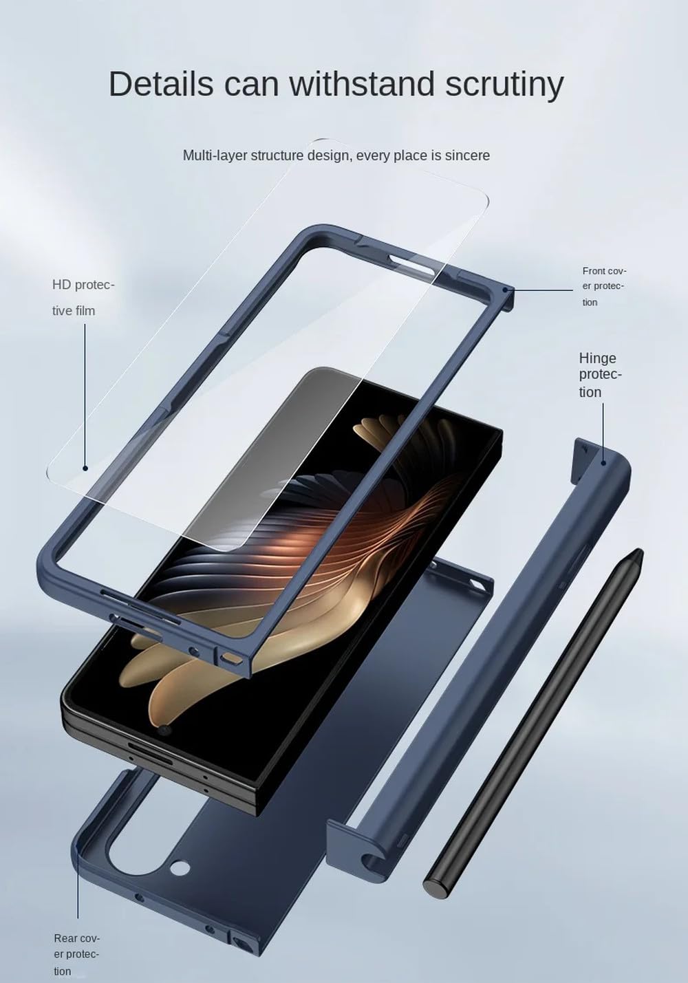 Carcasa de plástico para teléfono Samsung Galaxy Z Fold 6 5 4 3 Fold6 Fold5 Fold4 Fold3 con Cubierta Protectora de bisagra con Ranura para bolígrafo, Transparente, para Galaxy Z Fold5