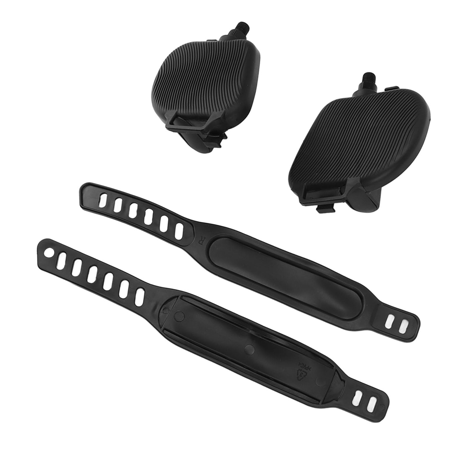 Tbest Heimtrainer-Pedale, rutschfest, mit Riemen, 9/16-Zoll-Gewinde, Tragbare Stationäre Fahrradteile, Metall-Nylon-Körper für Indoor-Cycling-Fitness 