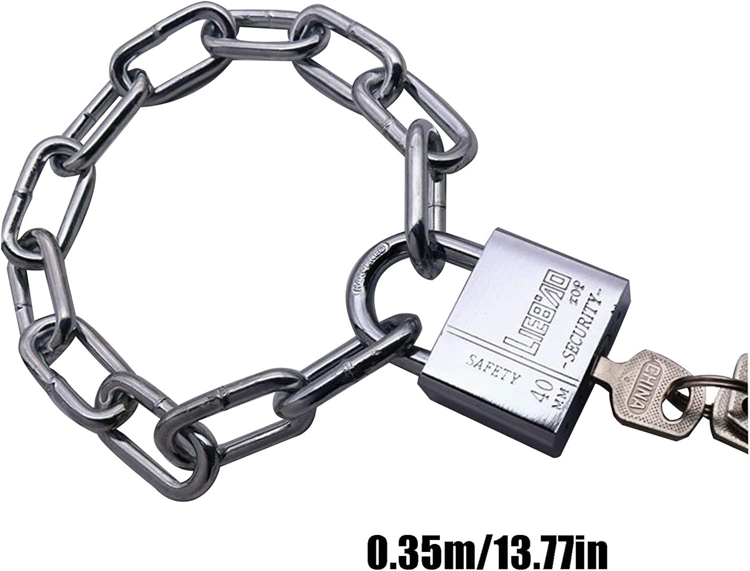 Chain Lock， Home Outdoor Chain Lock, and Anti-Theft Security Lock,Used for Bicycle,Warehouse,Fence Door Lock(0.35m)