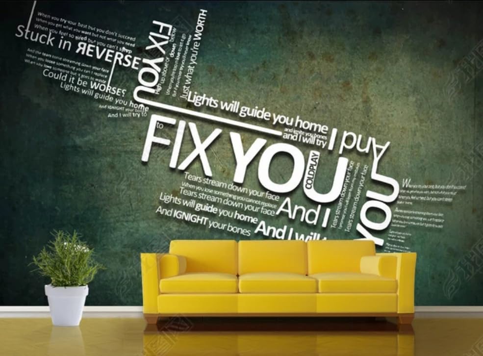 Papier peint intissé lettres anglaises 3D 200x140cm pour grand poster mural de salon