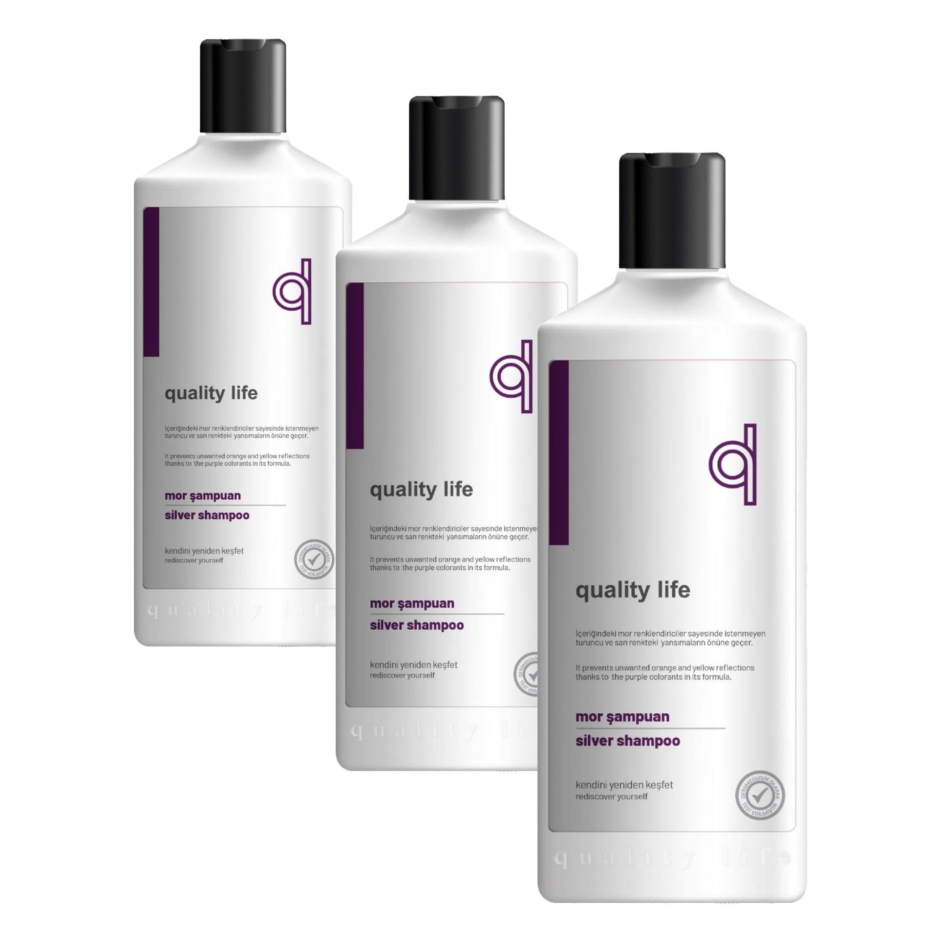 Quality Life QL Turunculaşma Karşıtı Mor Şampuan, Tuzsuz Parabensiz Sülfatsız 300 ML (3 paketi)