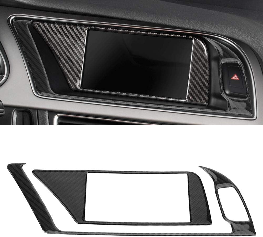 Qiilu GPS Navigator Panel Frame Trim Carbon Fiber Car Interior GPS Navigation Panel Frame Cover Trim Fit for B8 A4 A5 S4 S5 Car Interior Accessories