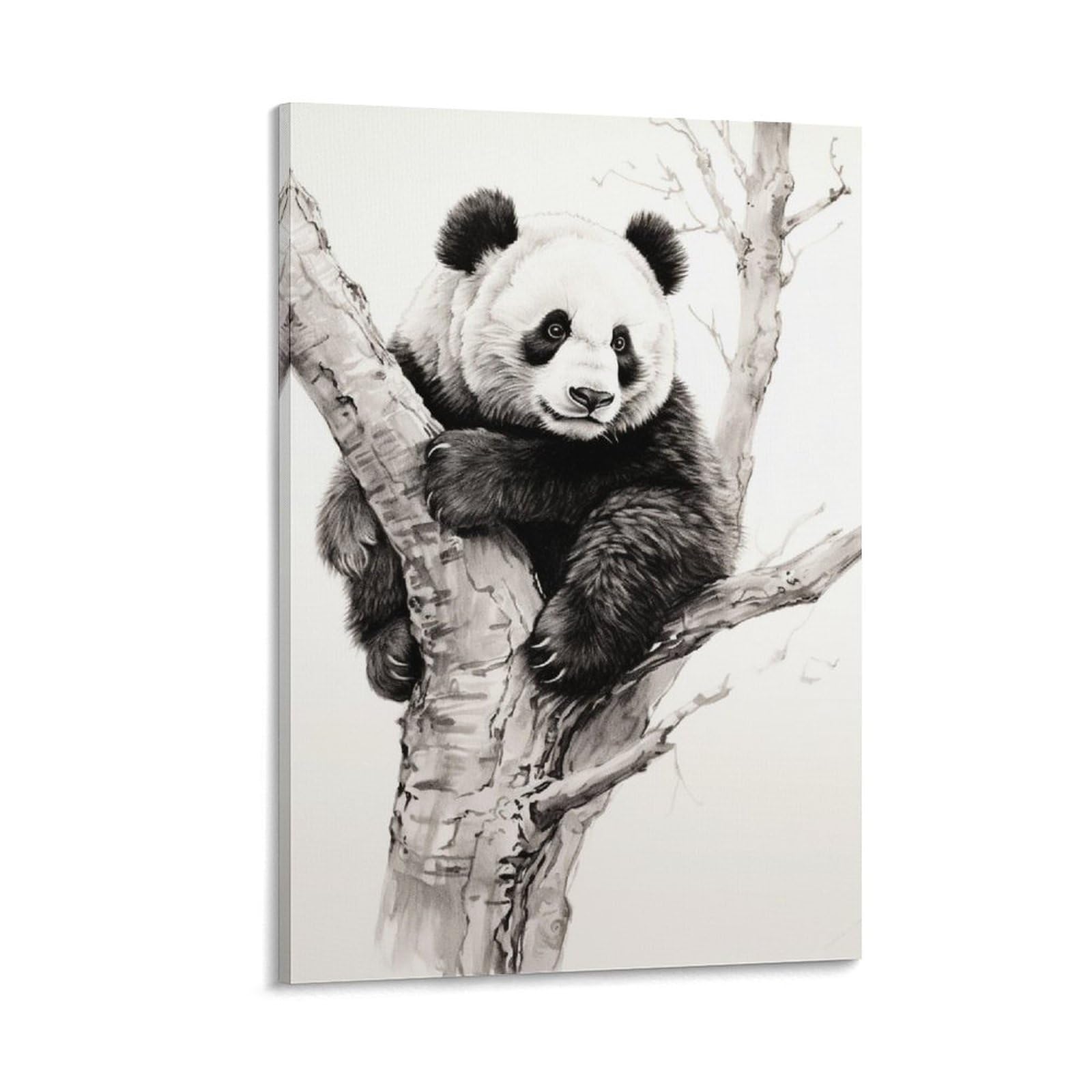 Foccar Frame-Tree Panda Tree Panda Canvas Prints Wall Art Simple Black White Animal Contemporary Poster Wall Decor For Home Decorations Artwork