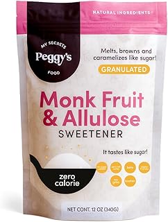 My Secrets Peggy’s Food Monk Fruit & Allulose Granulated Sweetener – Zero Calorie Plant-Based Sugar Substitute for Baking, Drinks & Everyday Recipes – Keto Friendly, Gluten Free, Sugar Free - 12 oz