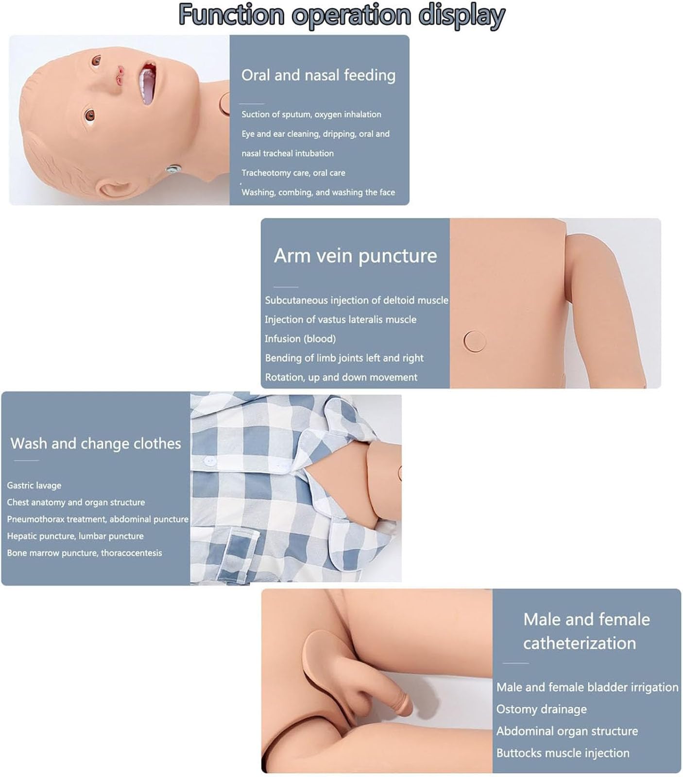 Mannequin De Formation en Soins Infirmiers,Mannequin Humain De Démonstration Grandeur Nature De 66 Pouces pour La Formation en Soins Infirmiers,Modèle Pédagogique Multifonctionnel,-2