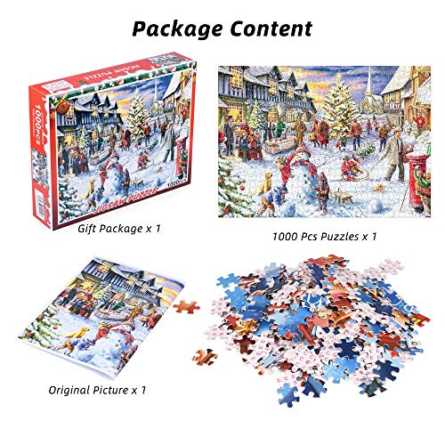 Jigsaw Puzzle 1000 Piece for Adult, LANIAKEA Christmas Snowman Celebration Puzzles, Puzzle Game for Christmas Toy Gifts - Thumbnail 7