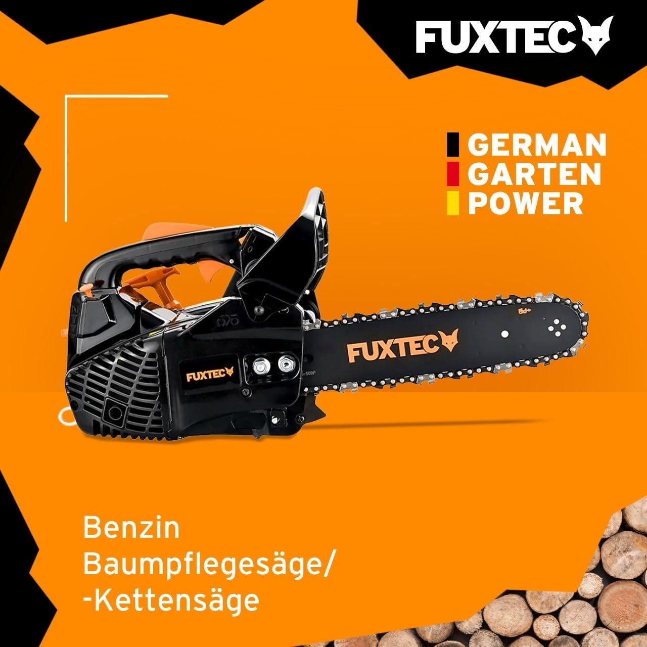 FUXTEC Benzin Baumpflegesäge FX-KS226 Kettensäge 25,4ccm – Schwertlänge 30cm – Motorsäge Top Handle/Einhandsäge