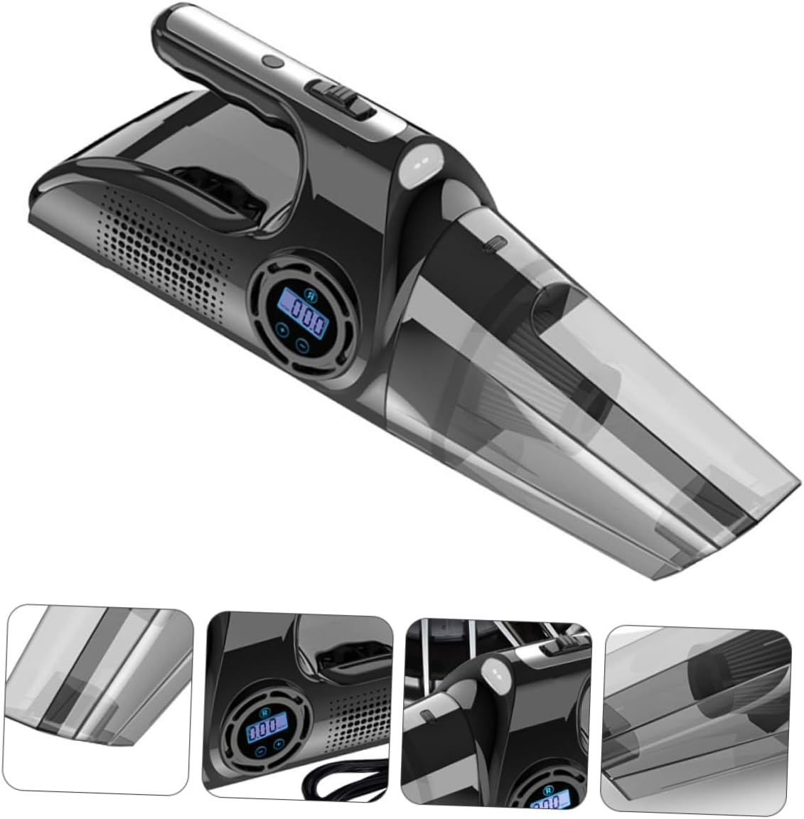 120W 12V Car Vacuum Cleaner Air Pump Digital Tire Pressure Gauge Compact Handheld Dust Catcher for Vehicles LED Light for Night Use