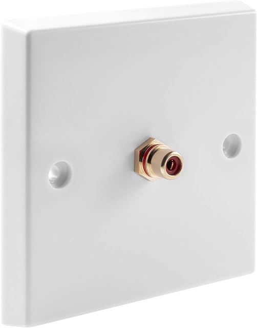 MSG Custom Audio RCA/Phono Wall Plate with Gold Female to Female RED RCA Socket x1 NO SOLDERING REQUIRED