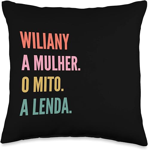 Designs De Nomes Engraçados Para Mulher Funny Portuguese First Name Design-Wiliany Throw Pillow, 16x16, Multicolor