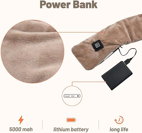 Miniatura 6 de Bufanda térmica eléctrica, almohadilla térmica para el cuello para aliviar el dolor de cuello, envoltura portátil para el cuello con banco de