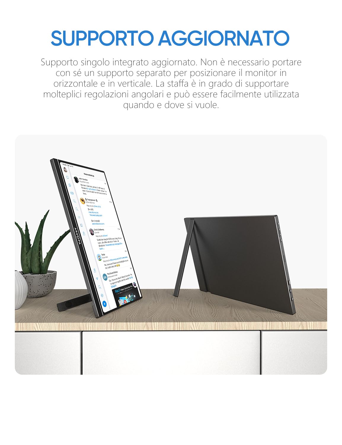 ARZOPA Monitor Portatile 15.6" 1920×1080 FHD IPS USB C HDMI Cavalletto A1