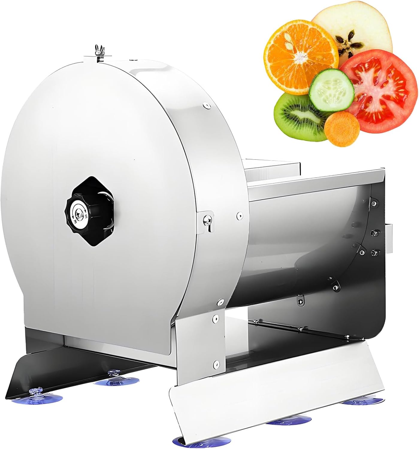 Commercial Vegetable Slicer,2-in-1 Electric & Manual Stainless Steel Fruit Cutter, Adjustable 0–12mm for Lemon Potato Onion