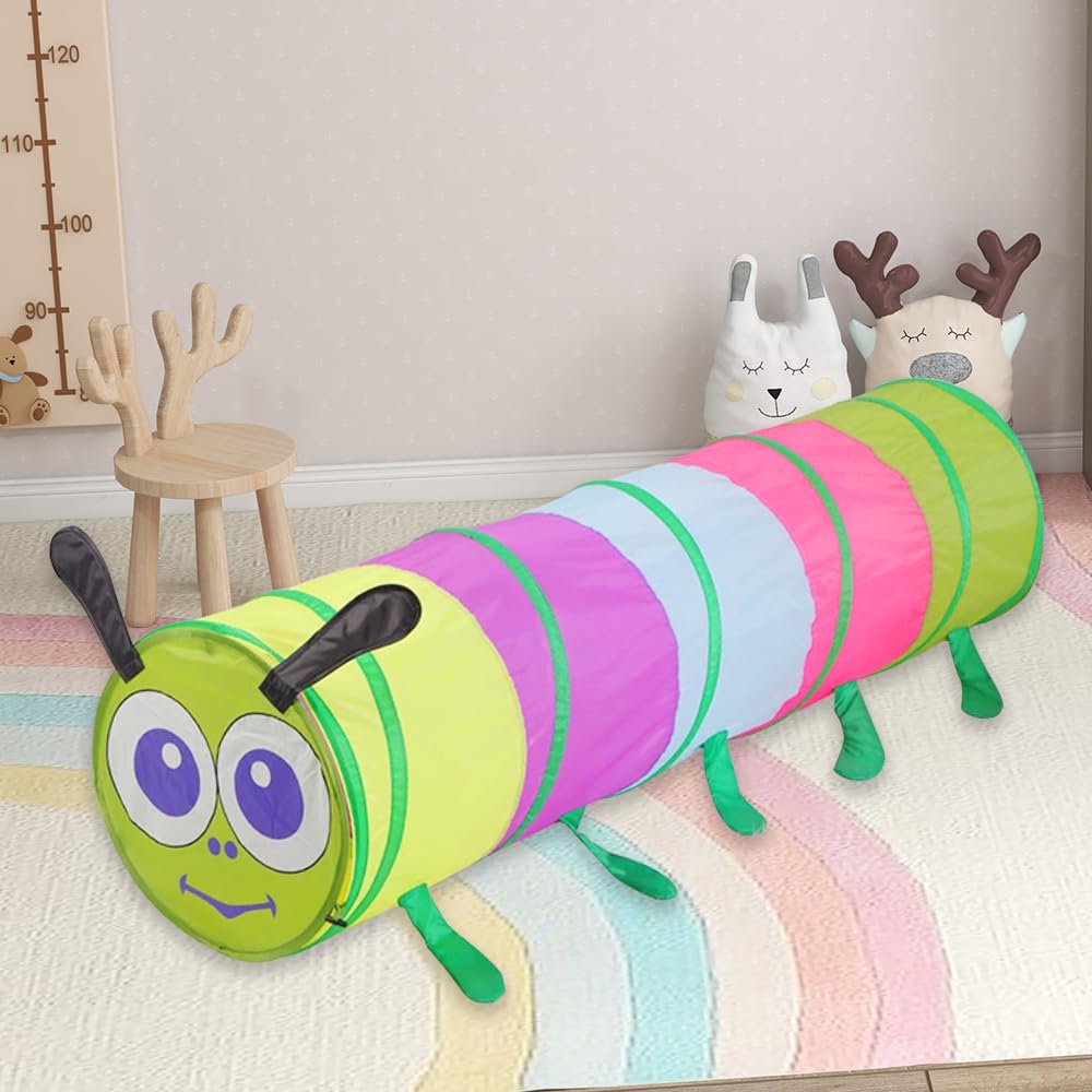 Tunnel de jeu, pliable, 46 x 180 cm, pour l'extérieur, pour enfants à partir de 1 an, pour enfants et animaux, pour l'intérieur et l'extérieur