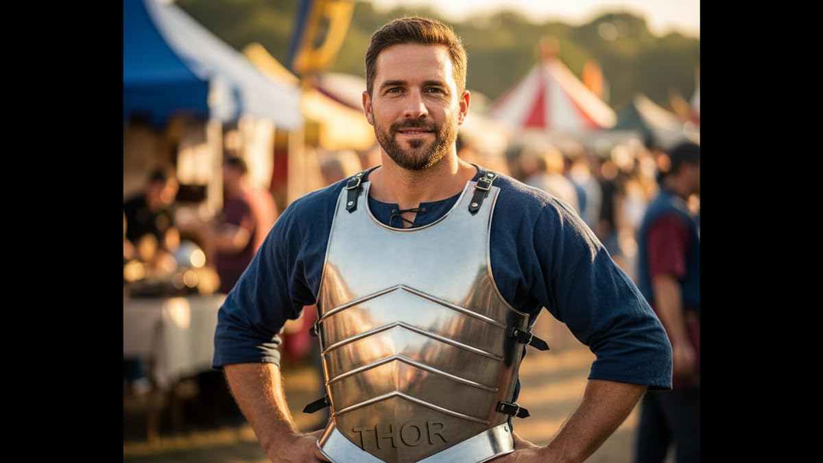 THOR INSTRUMENTS Armor Steel Medieval Breast Plate Jacket One Size, Fits Most Silver Costume Rustic Vintage Home Decor Gifts