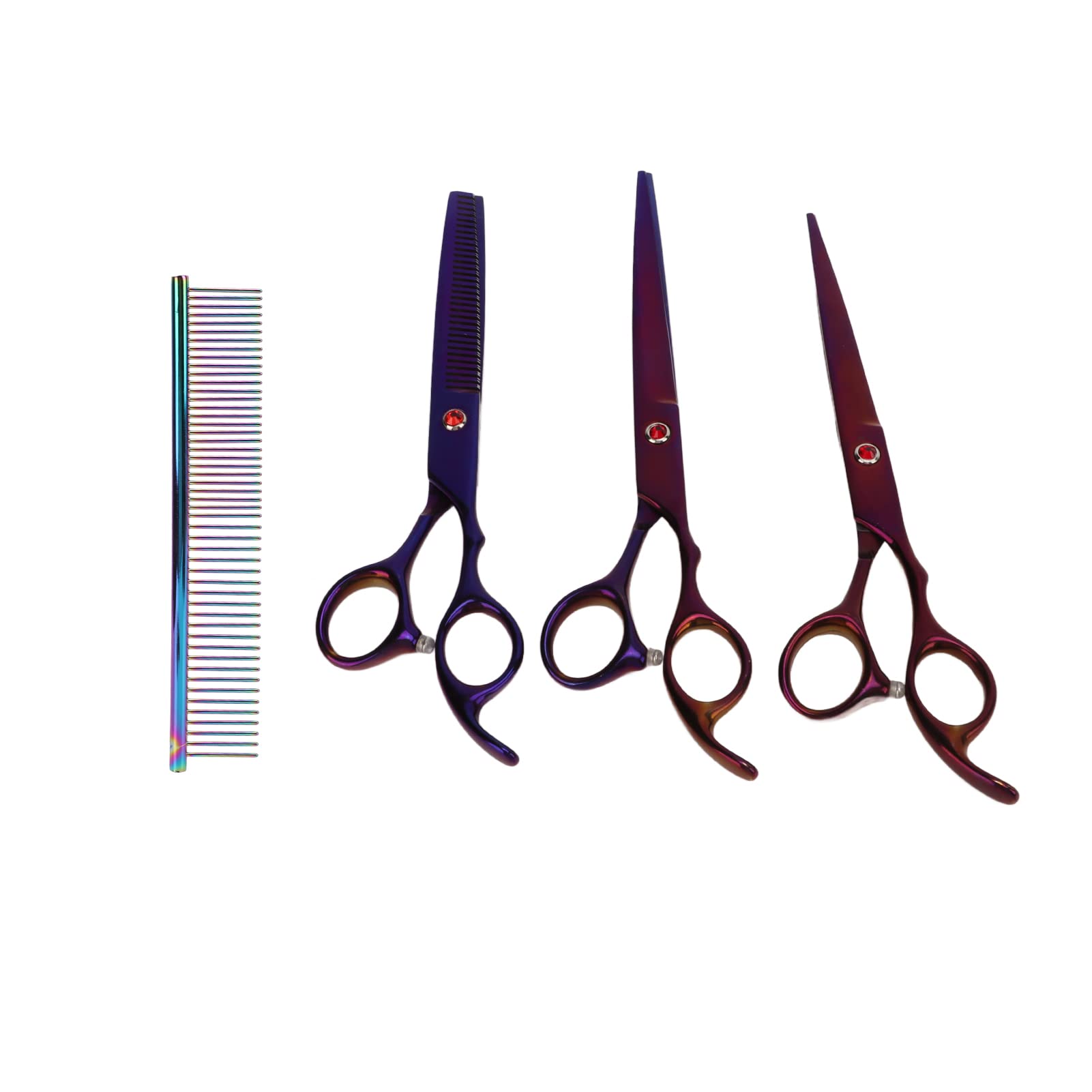 Zerodis Set di Forbici per Toelettatura Animali, Forbici Professionali per la Cura del Pelo 3 Pezzi 7 Pollici con Pettine e Borsa Portaoggetti, for Rifinitura del Pelo di Piccoli Animali