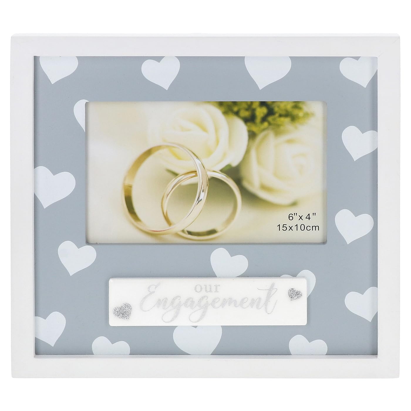 Shudehill Giftware Women's Engagement Sparkle Art 6X4 Photo Frame - Mr & Mrs Wedding, Christening, Baby Girl Or Baby Boy Designs, Gift Idea (Engagement)