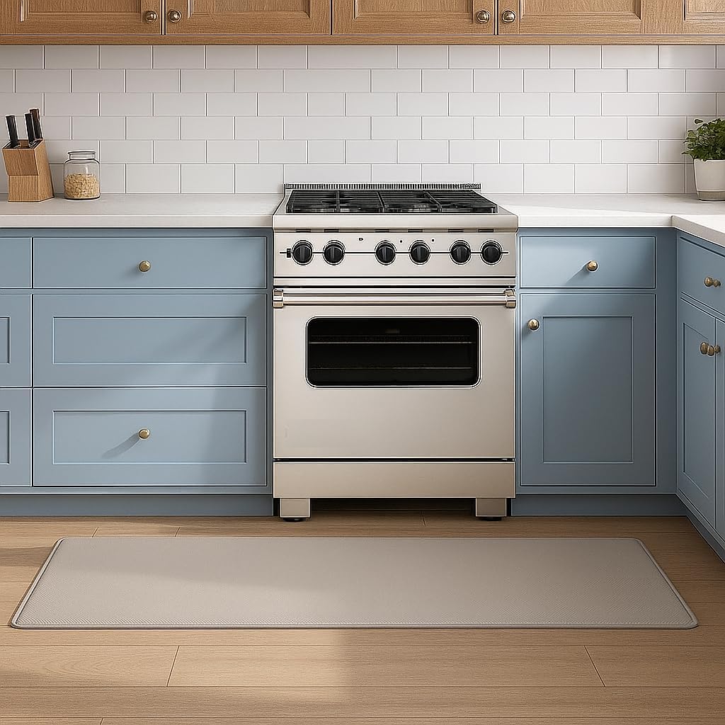 Kitchen Mats for Floor Kitchen Rugs, Cushioned Anti-Fatigue Waterproof Non-Slip Kitchen Mats Set, Ergonomic Comfort Standing Mat for Kitchen, Floor, Home, Office, Beige 17.3"x95" Beige 17.3" x 95"