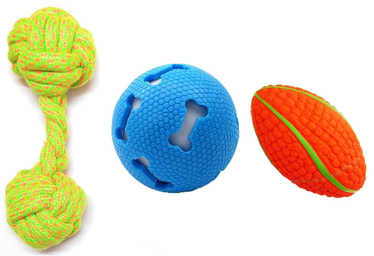 Spanker Toys for Dog and Puppy - Combo of 3-1 Rugby Design Squeezy Toy, 1 Rope Toy and 1 Squeezy Ball Toy, Color May Vary SSTP (B09H455MTX) Amazon Price History, Amazon Price Tracker