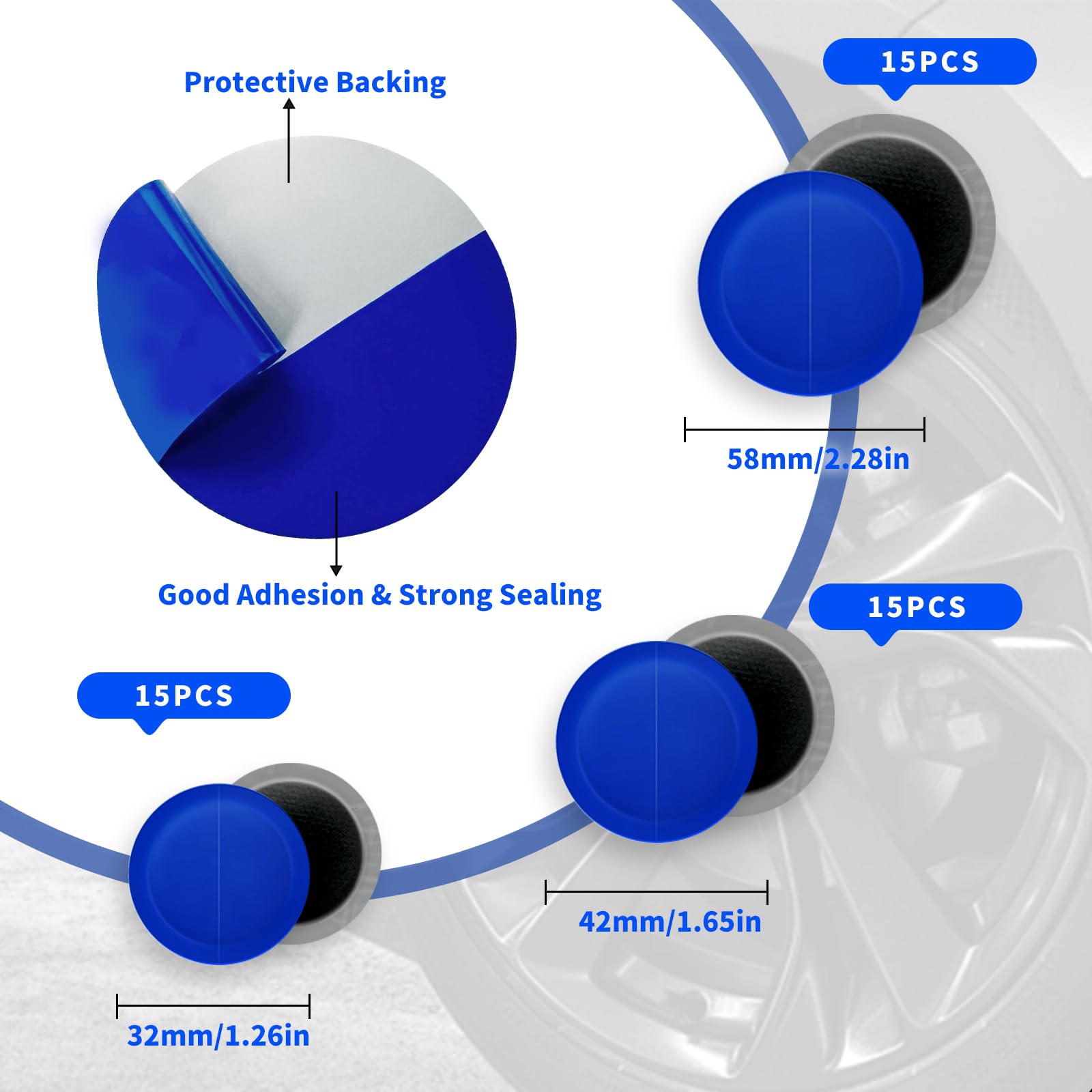 Kit di 53 toppe per pneumatici, resistenti, strumenti di riparazione pneumatici da 42 mm in acciaio al tungsteno con toppe per pneumatici da 32/42/58 mm, raschietto per fodera interna, rullo di toppa