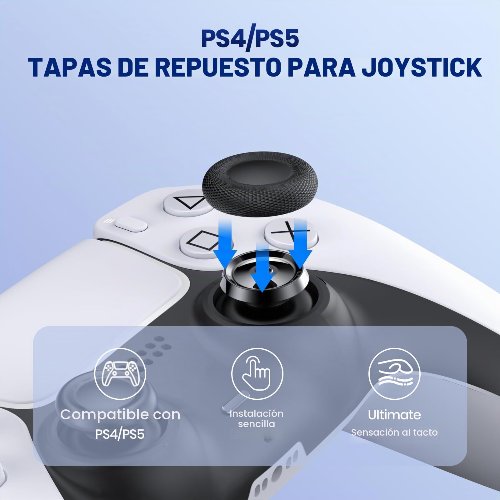 NEWDERY Juego de 10 Tapas para Mando de PS5/PS4, diseño Antideslizante con Textura láser, Resistentes al Desgaste, para mandos de PS5/PS4