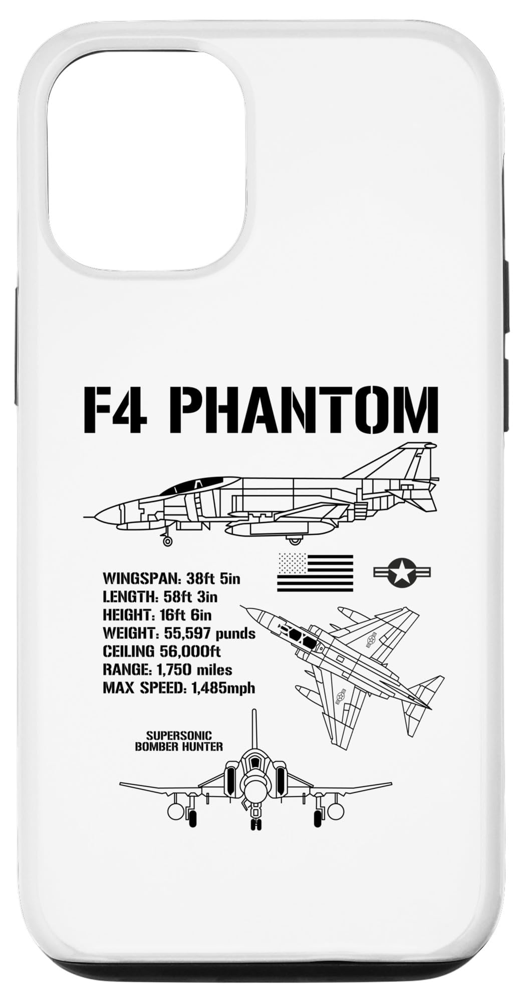 iPhone 14 F-4 Phantom Fighter Jet Specs Military Airplane F4 Phantom Case