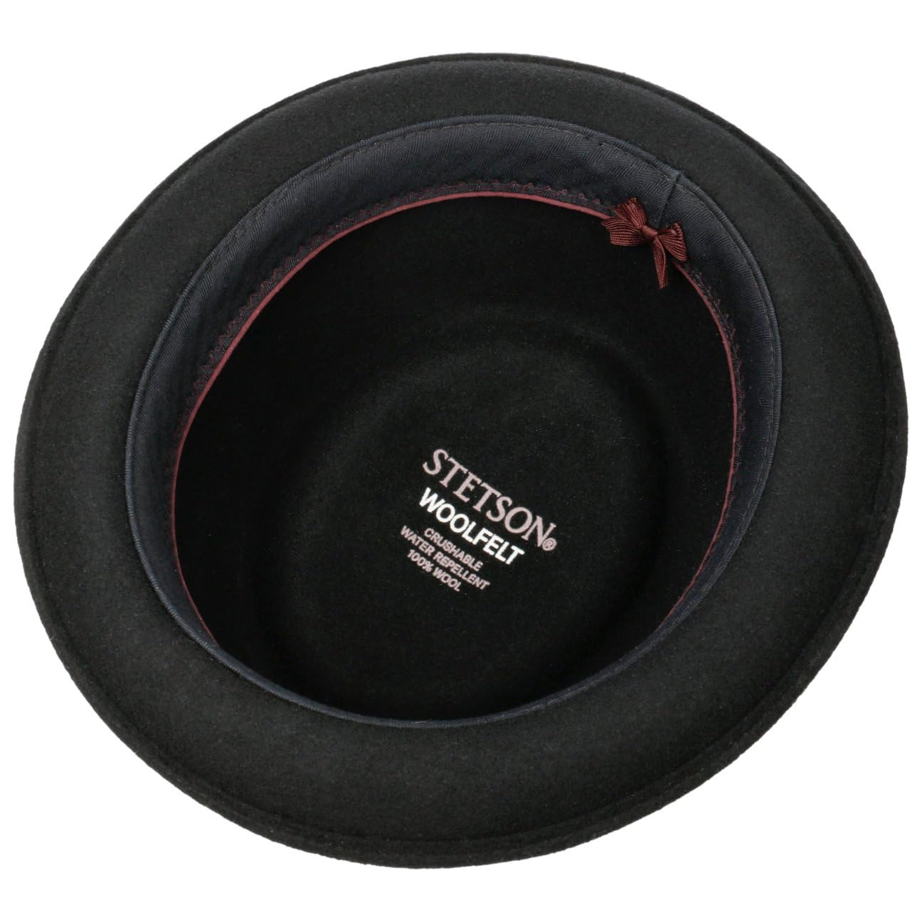 Stetson Pork Pie Chapeau de Feutre de Laine Unicolore Impermeable et oleofuge Femme Homme Toutes Saisons
