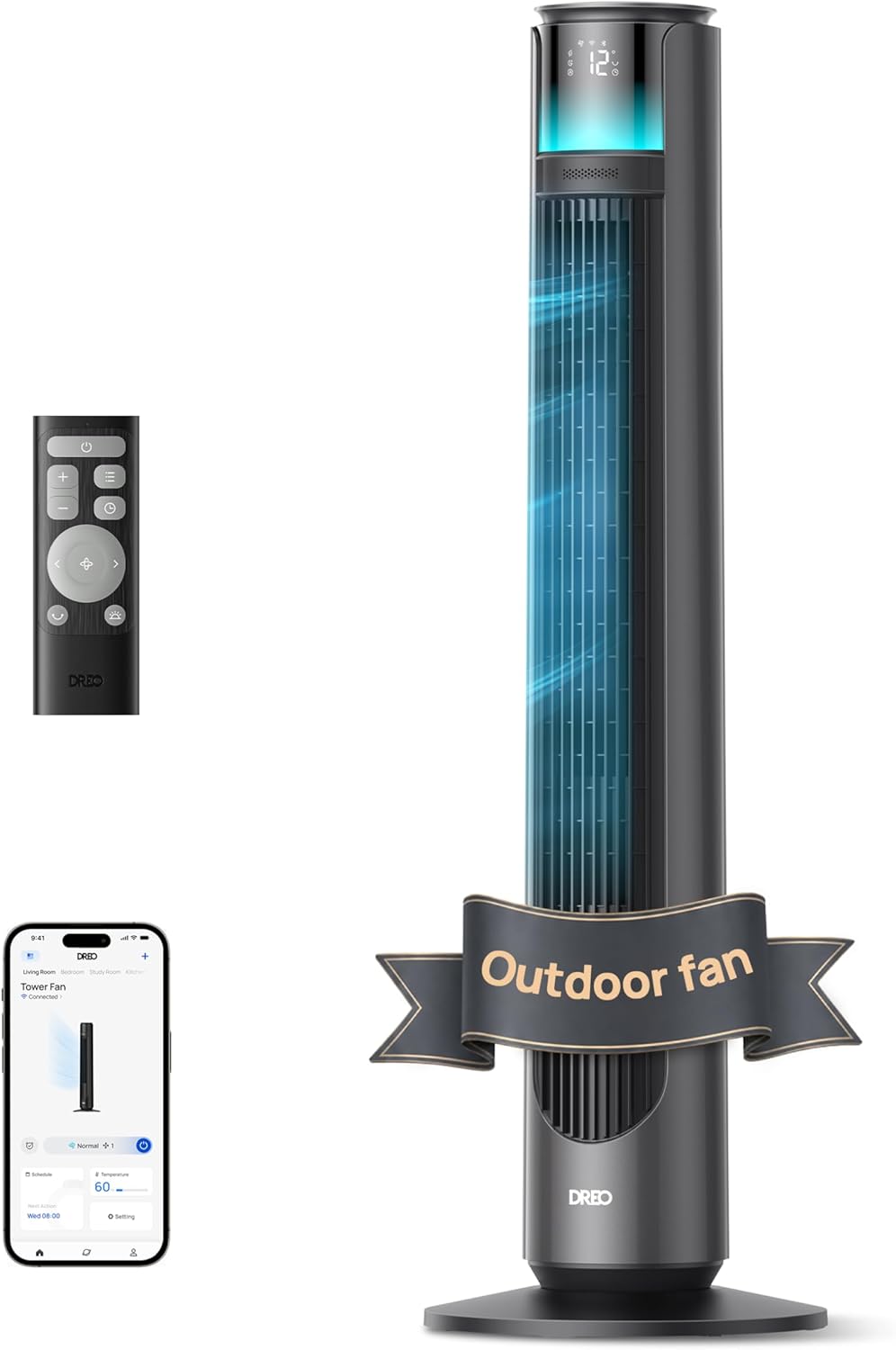 DREO Smart Tower Fan for Indoor Outdoor Cooling