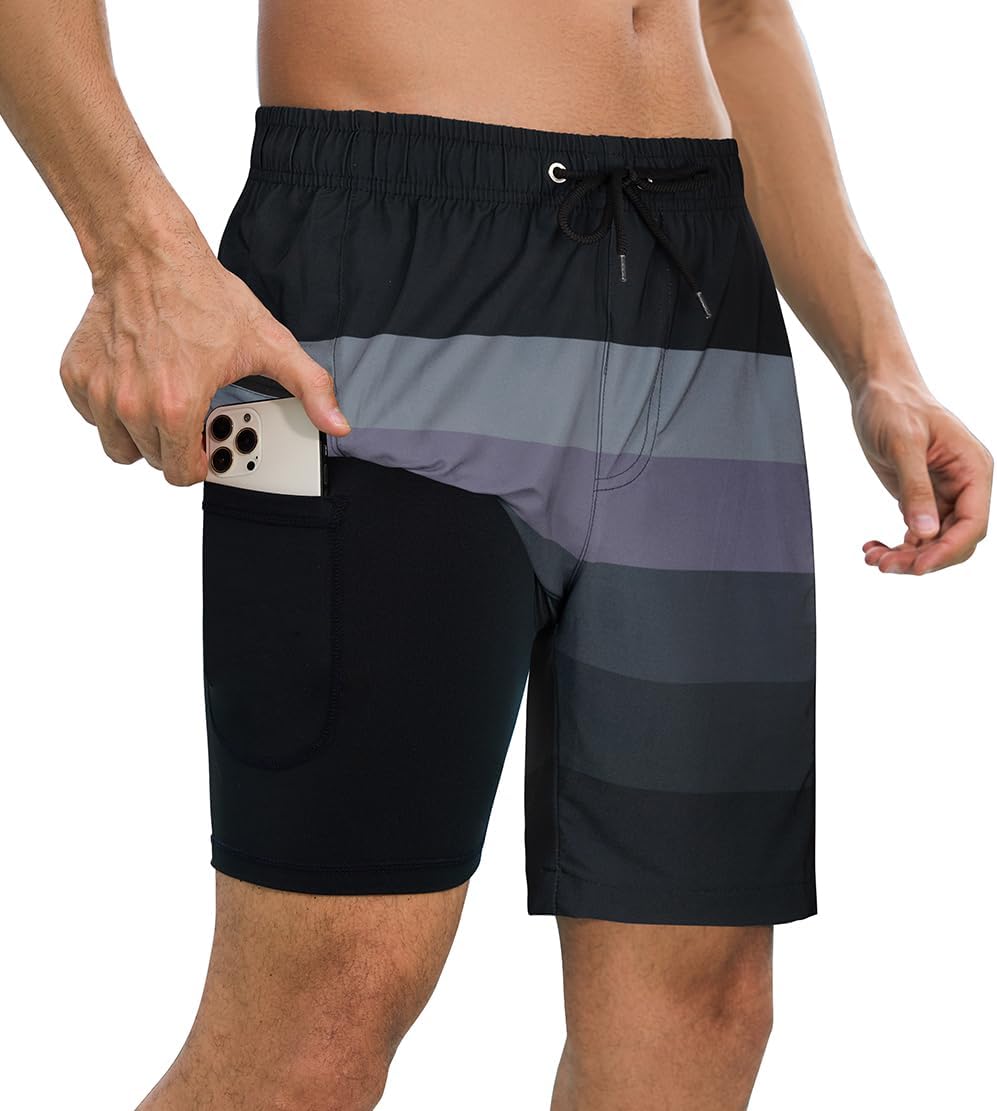 Short De Bain Homme SHEKINI - Séchage Rapide, Doublure Compression