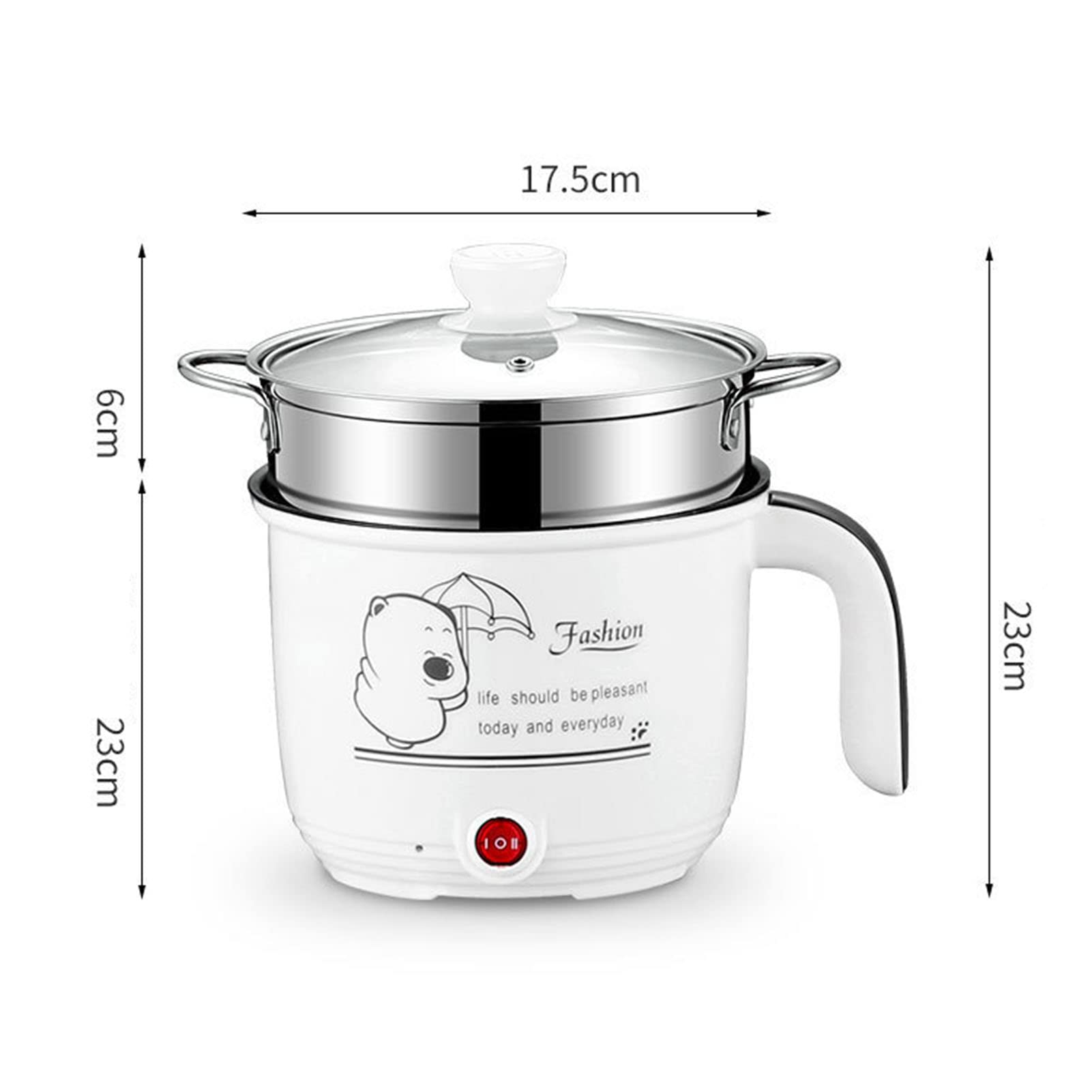 Padella Elettrica, Mini Padella Elettrica Antiaderente con Coperchio, Cuocipasta Rapido da 1,8 L, Fornello Elettrico Multifunzione con Vaporiera, Rosa