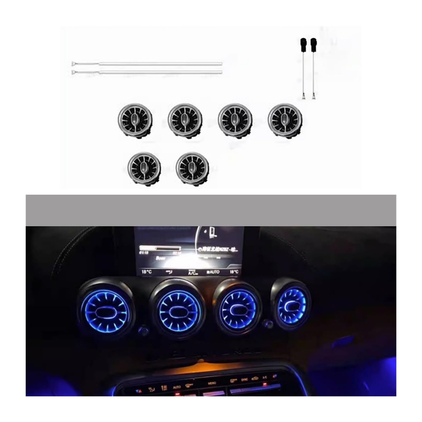 AMG GT Door Dark Night Special Edition Interior Ambient Light Turbine Outlet Double Atmosphere Lamp Compatible with Mercedes-Benz