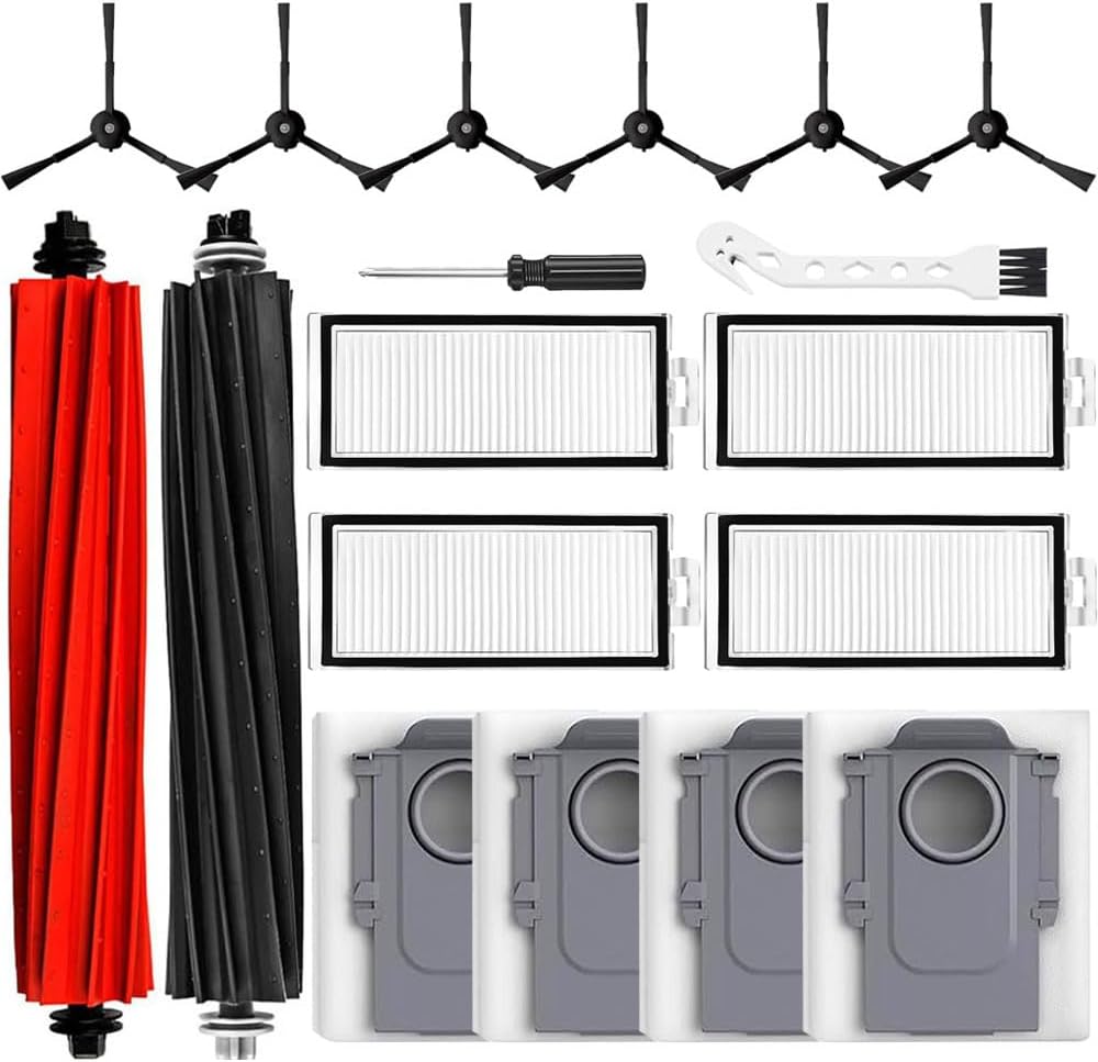 Q5 Max+ Accessories Compatible with Roborock Q8 Max/Q8 Max+, Q5 Pro/Q5 Pro+,Q5 Max+,Q5 DuoRoller+ Robot Vacuum,1 Main Brush,6 Side Brushes,4 Filters,4 Bags,2 Tools
