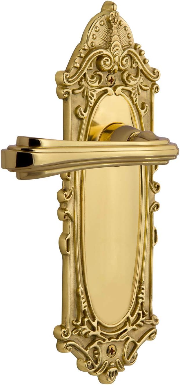 Nostalgic Warehouse Victorian Plate Passage Fleur Lever in Unlacquered Brass