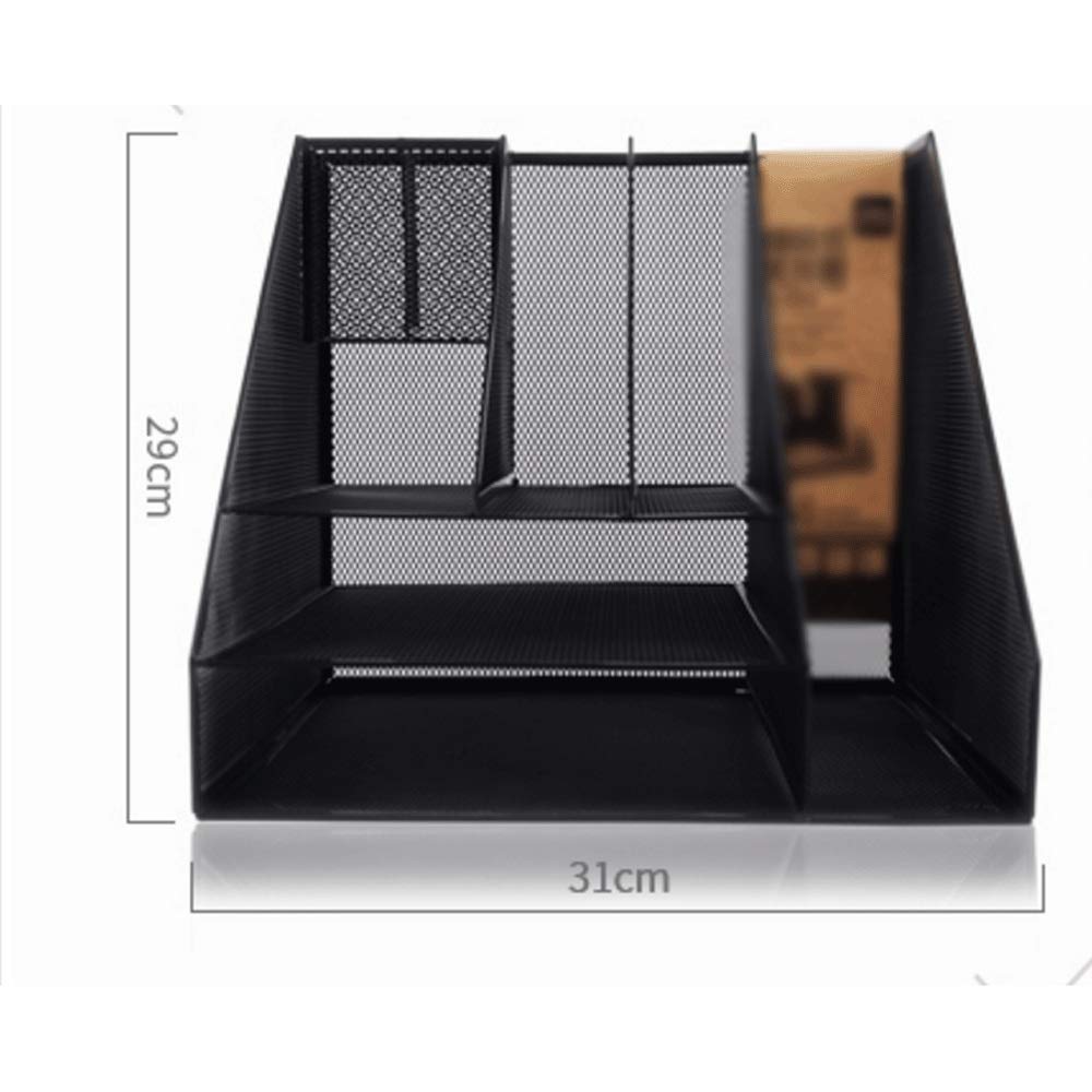 Organizzatore di file, armadietto per file, ecc. File Manager - Nero 3 Tier Mesh File Rack Desktop Storage Organizer Box File Divisori Rack Display