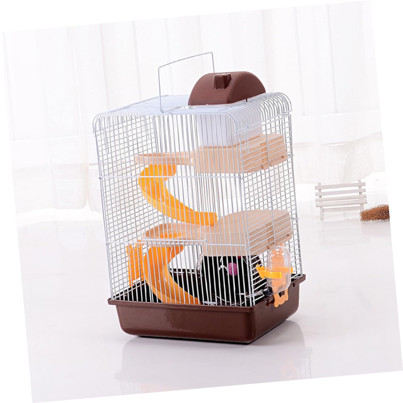 Jaula De Lujo para Hámster De Tres Casa Portátil para Mascotas Pequeñas Diseño Funcional y Divertido Café
