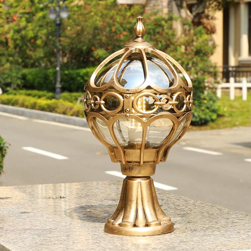 Garden Post Lights Outdoor Lighting Floor Lamp E27 230V IP55 Aluminum Post Street Lamp(Gold Color