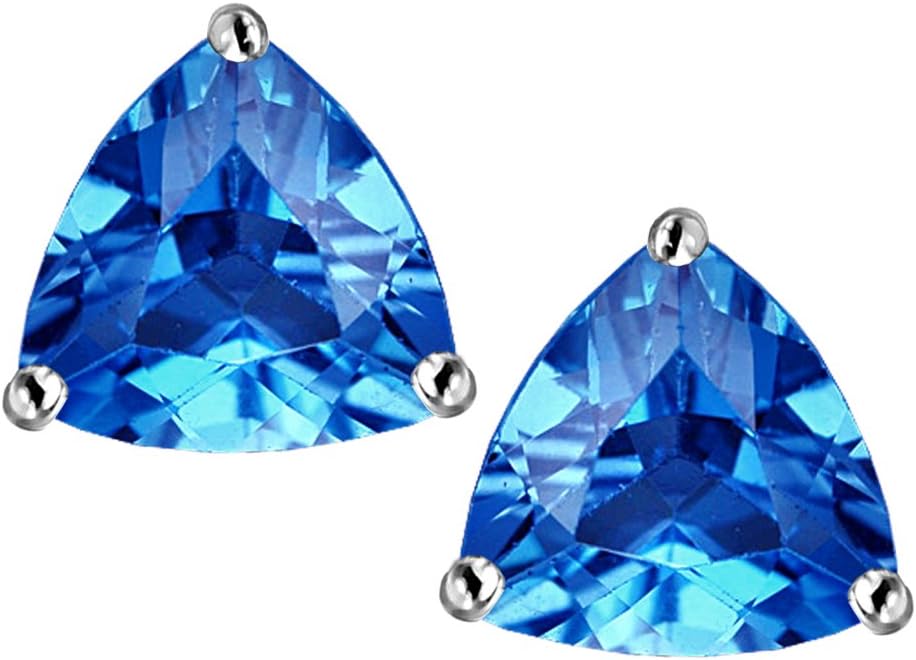 Star K Sterling Silver Trillion 7mm Earring Studs