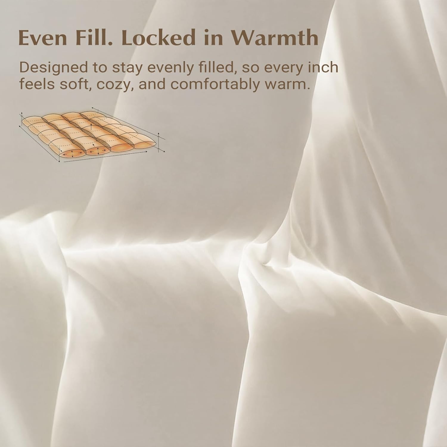 downluxe Feather Down Fiber Comforters California King Size Fluffy All Season Duvet Insert Soft Breathable Bedding Comforter with Box Stitch Design & 8 Duvet Loops