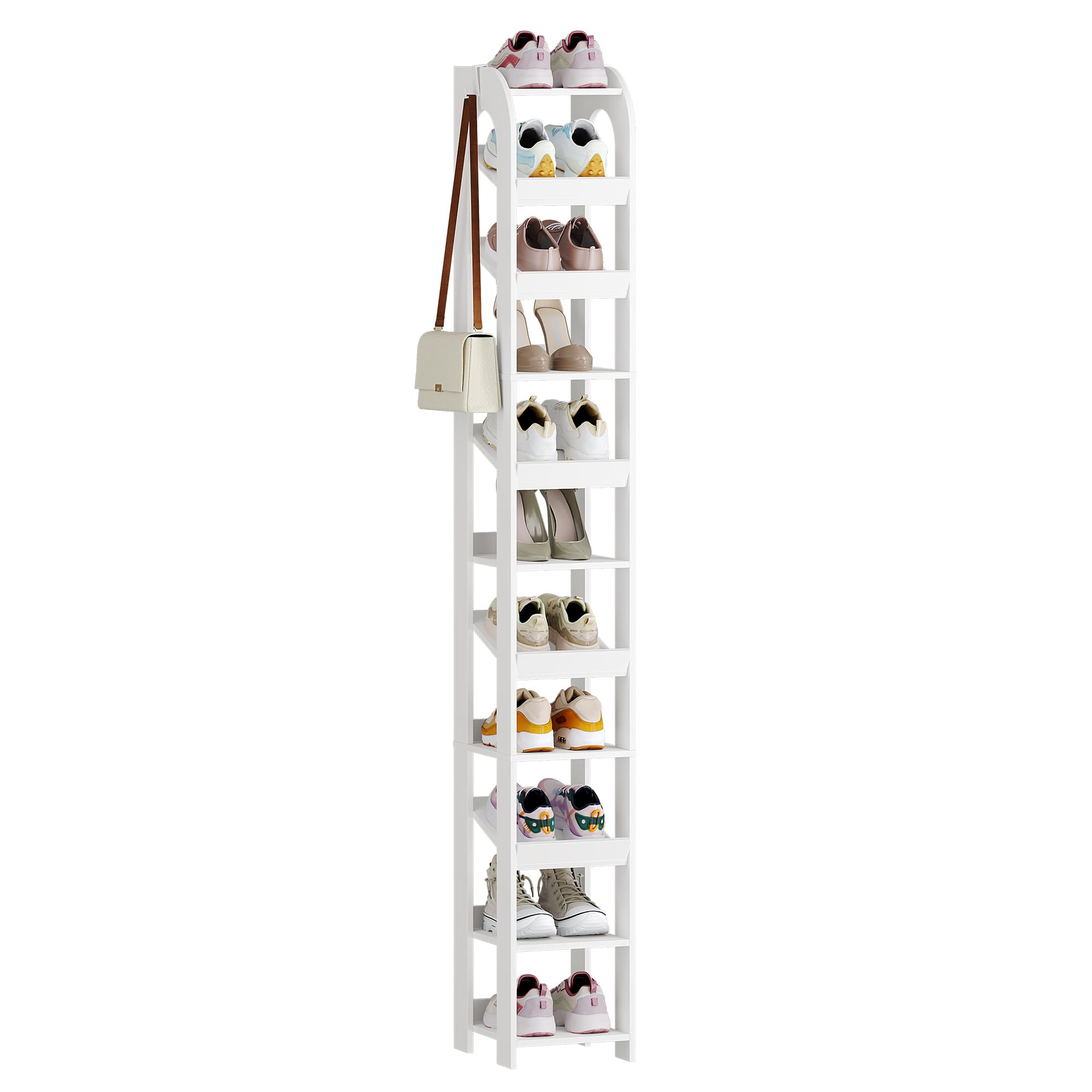 Étagère à chaussures pour armoire et petits espaces meuble vertical 11 étages bois