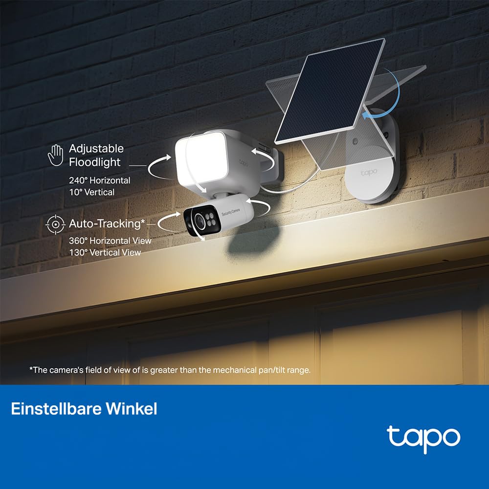 Tapo C615F KIT 360° Flutlichtkamera | Solar Überwachungskamera Außen mit Akku | 2K 3MP | KI-Erkennung | 24/7 Aufnahme | 2-Wege-Audio | Lokale MicroSD & Cloud | Kompatibel mit Alexa & Google